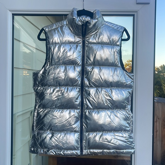 Material Girl Jackets & Blazers - Silver Foil Chrome Puffer